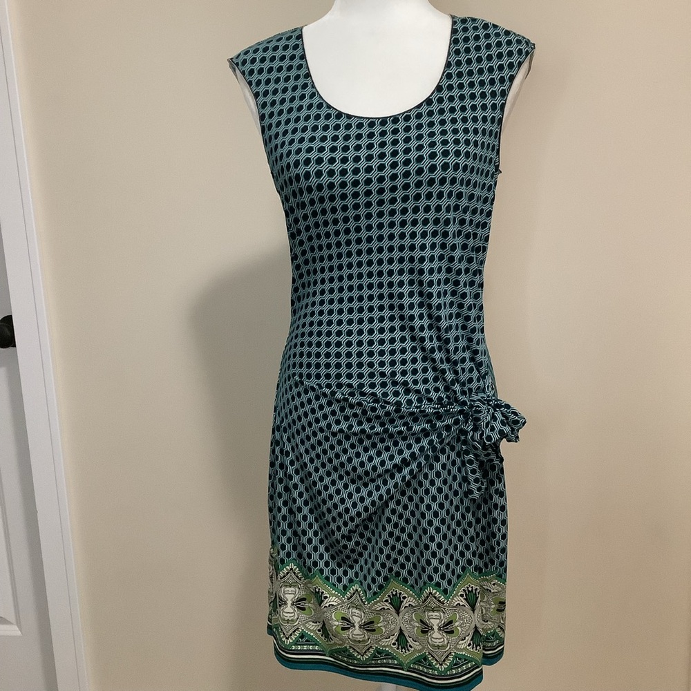 Max Studio Teal and Gray Geometric Dress